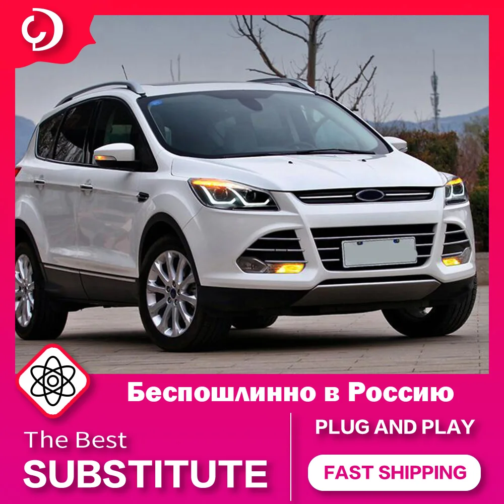 AKD Car Styling Headlights for Ford Kuga Escape 2013-2016 LED Headlight DRL Head Lamp Led Projector Automotive Accessories