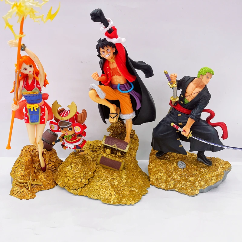 One Piece Luffy Qiaoba Three Knife Flow Zoro nami handmade Model figurine Desktop decoration household ornaments children's toy