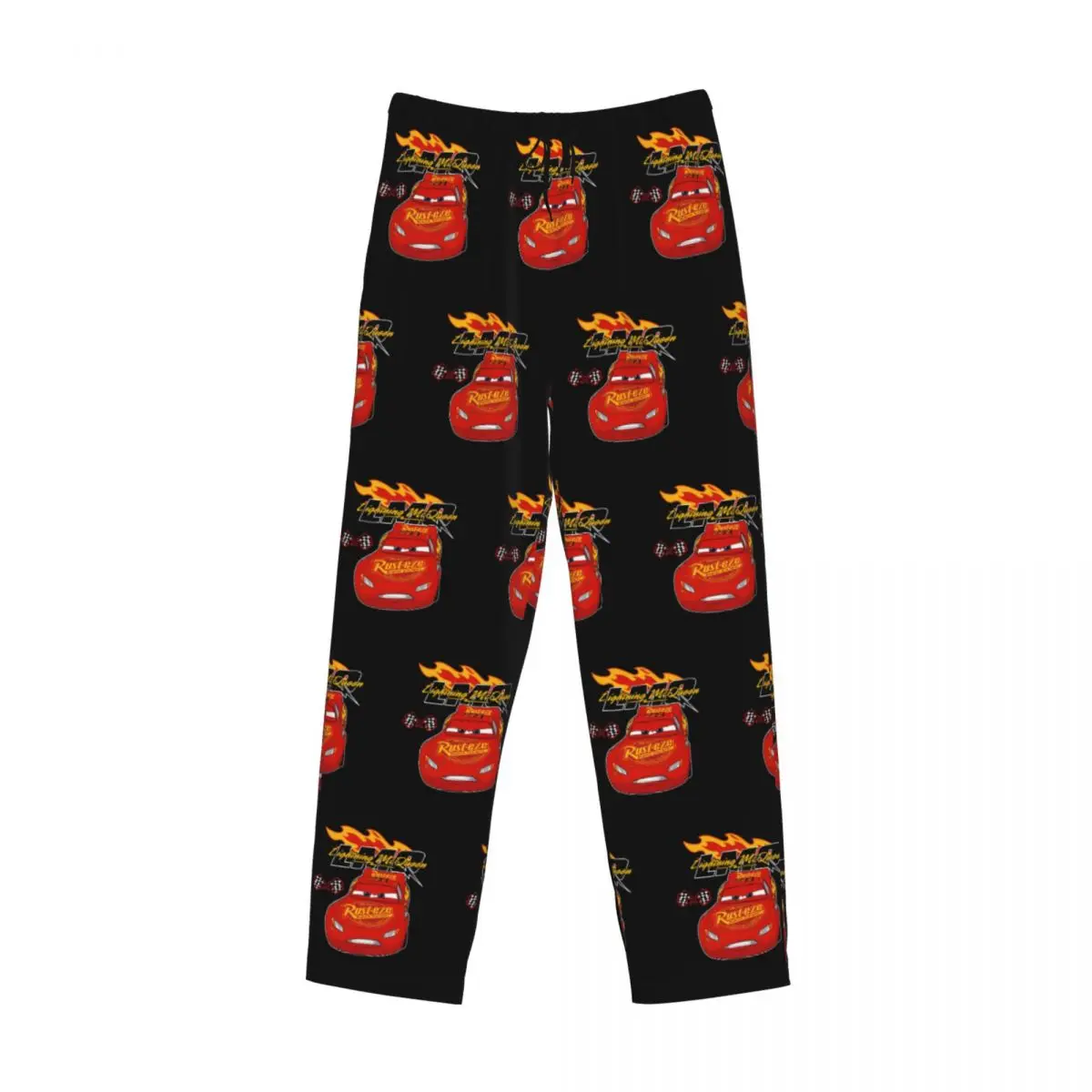 Custom Men Retro   Lightning McQueen Car Pajama Pants Print Cartoon Sleep Sleepwear Bottoms with Pockets