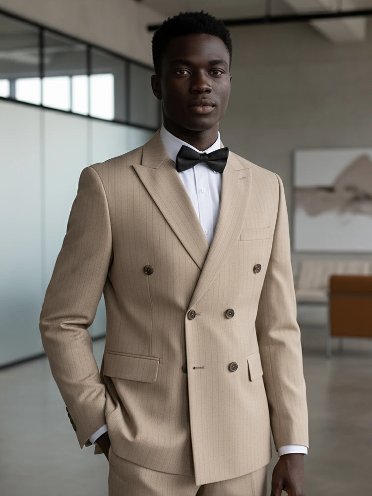 

ST Cassy High quality striped suits for men slim fitting luxury man clothing elegant mens suit Wedding trends costumes