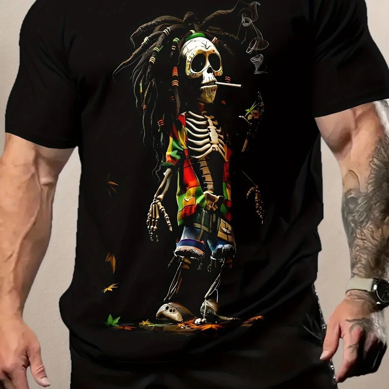 

3D Skull Zombie Printed Men's T-shirt Leisure Fashion Horror Pattern Men Clothing Summer Daily Minimalist Style Short Sleeve Top
