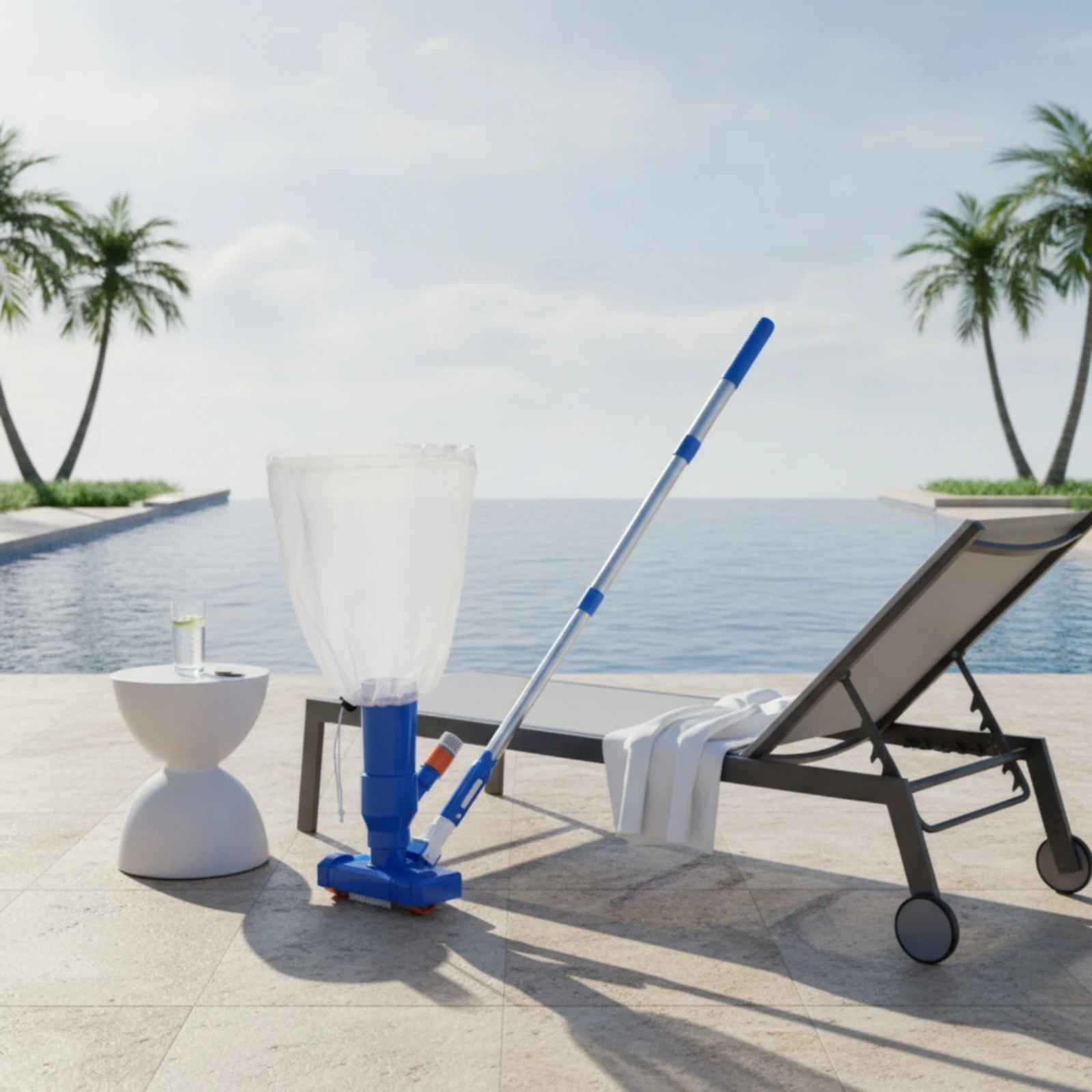 Pool Vacuum with Mesh Bag Sturdy Pool Vacuum with Pole Underwater Cleaner Portable Easy to Assemble for Swimming Pools, Spas view 4