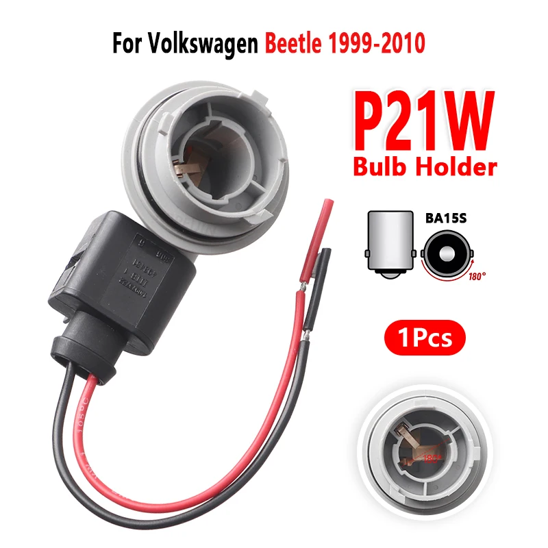 For Volkswagen Beetle 1999-2010 Turn Signal Light 1156 P21W Bulb Holder Socket Base Wire Connector 1H0953123F 1Pc