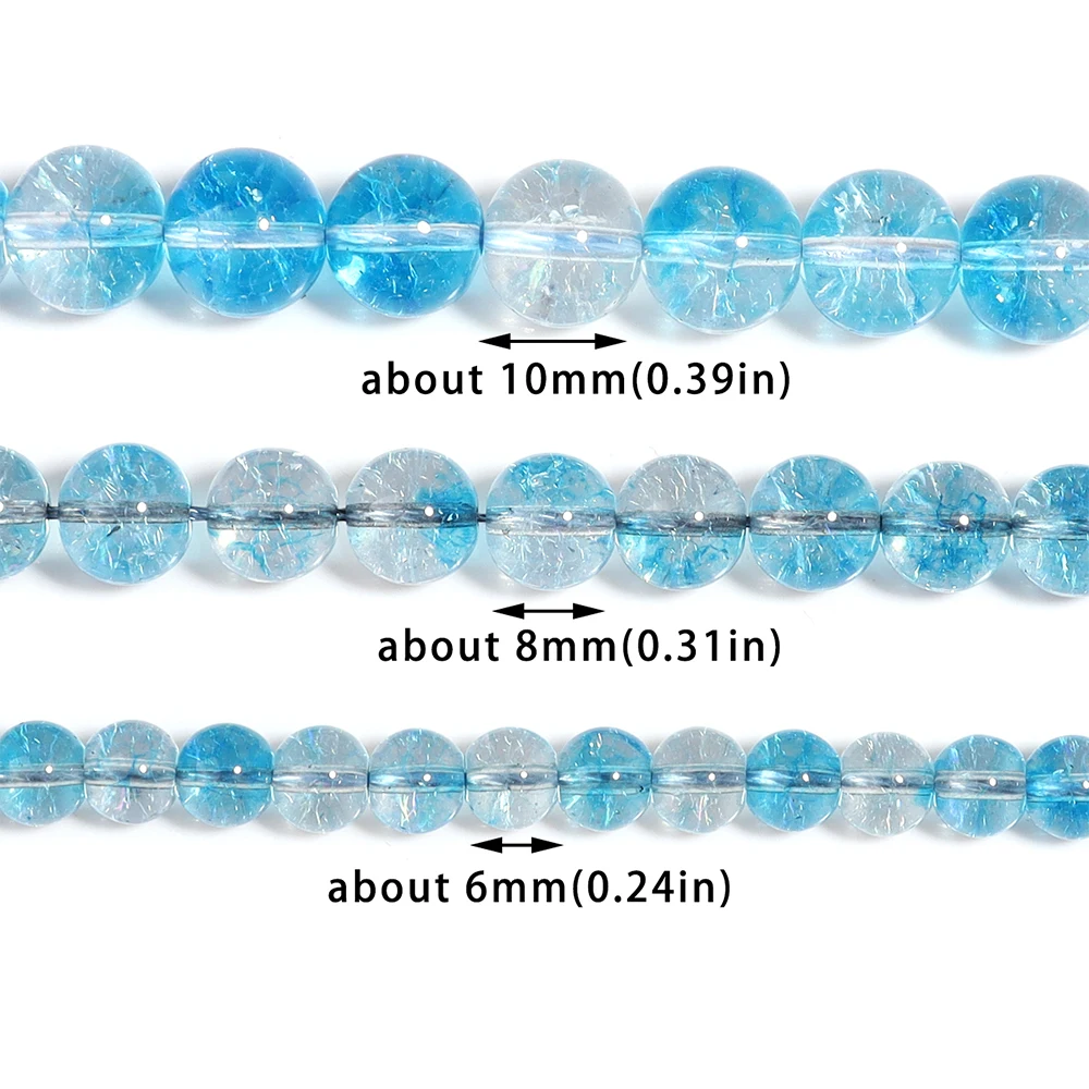 Blue Tourmaline Ghost Crystals Phantom Quartz Round Spacer Beads For Jewelry Making DIY Bracelets Necklace Accessories 6 8 10mm