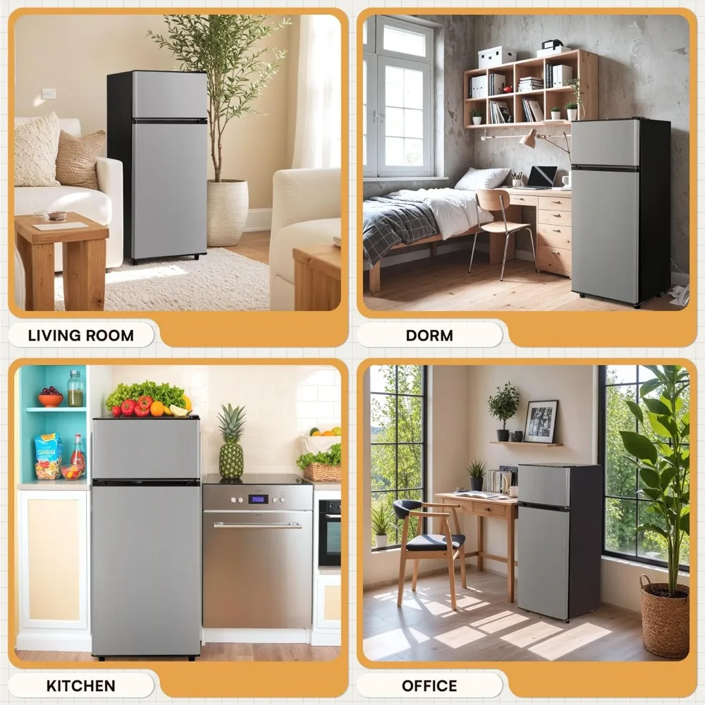 4.5 Cu.ft Mini Fridge with Freezer, Small Refrigerator for Office, Kitchen, Dorm and Bedroom, with Adjustable Shelves