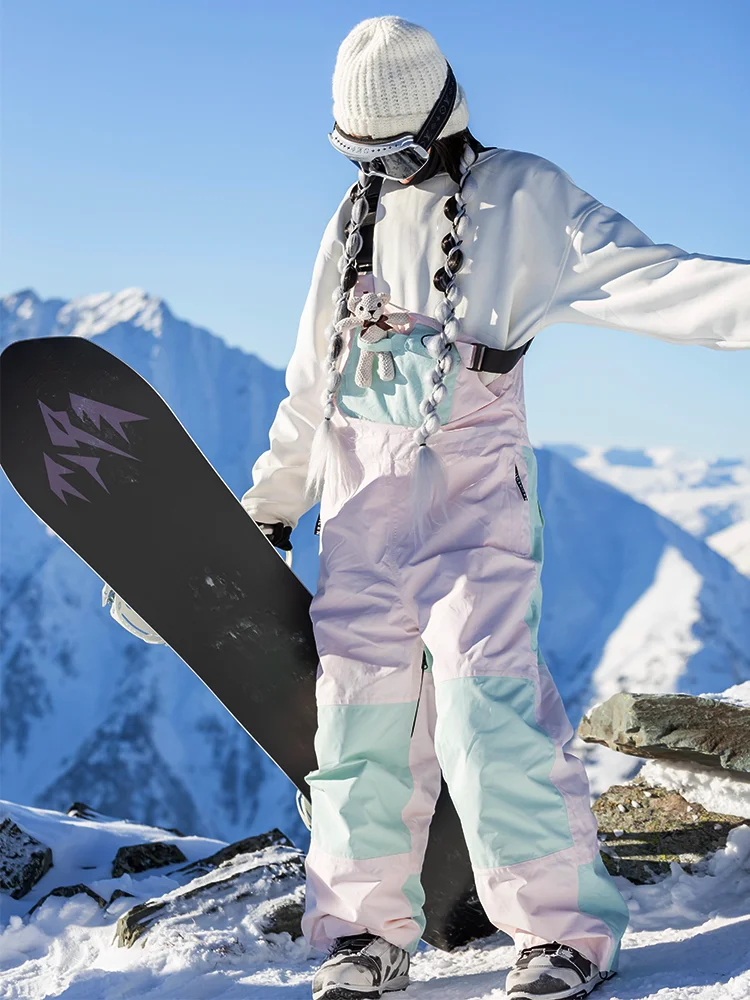 north-abyss-2023-new-style-ski-pants-with-straps-loose-single-board-cold-resistant-color-block-cartoon-unisex-snow-pants