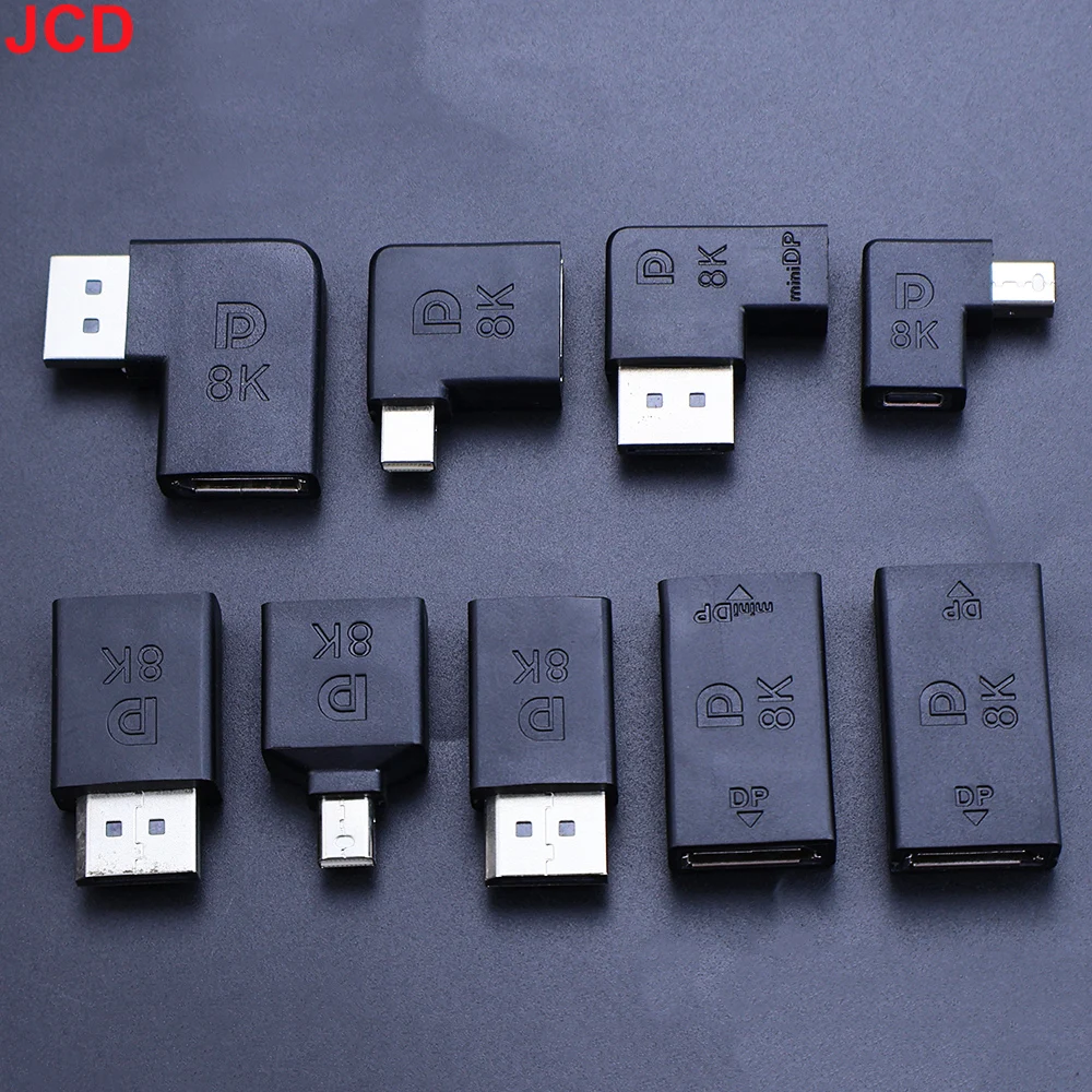 8K 60Hz Displayport DP 1.4 Cable Adapter 90 Degree 4K 144Hz Display Port Male To Mini Displayport PC Computer Female Converter