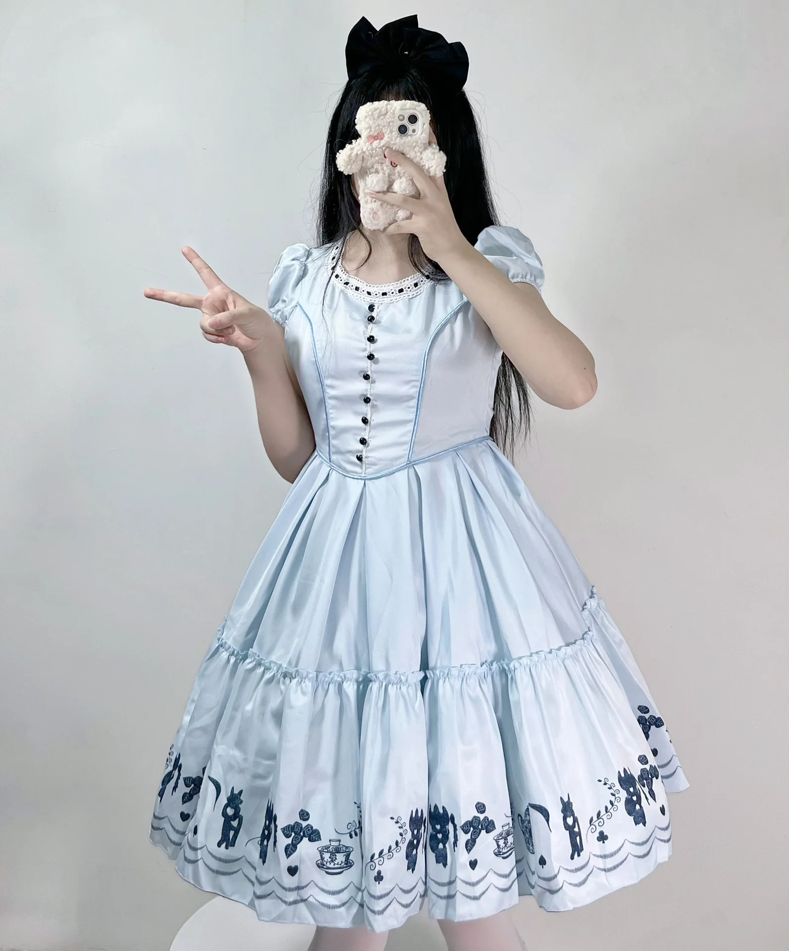 2023 nuova festa di Halloween Alice nel paese delle meraviglie giapponese carino cameriera Cos Costume blu a maniche corte Sosplay Princess Dress