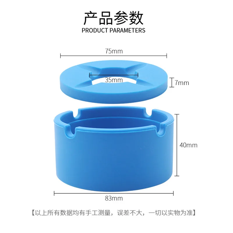 circle silicone Ashtray with cap plastic Multifunctional portable durable fashionable office home meeting room Cigarette Smoke