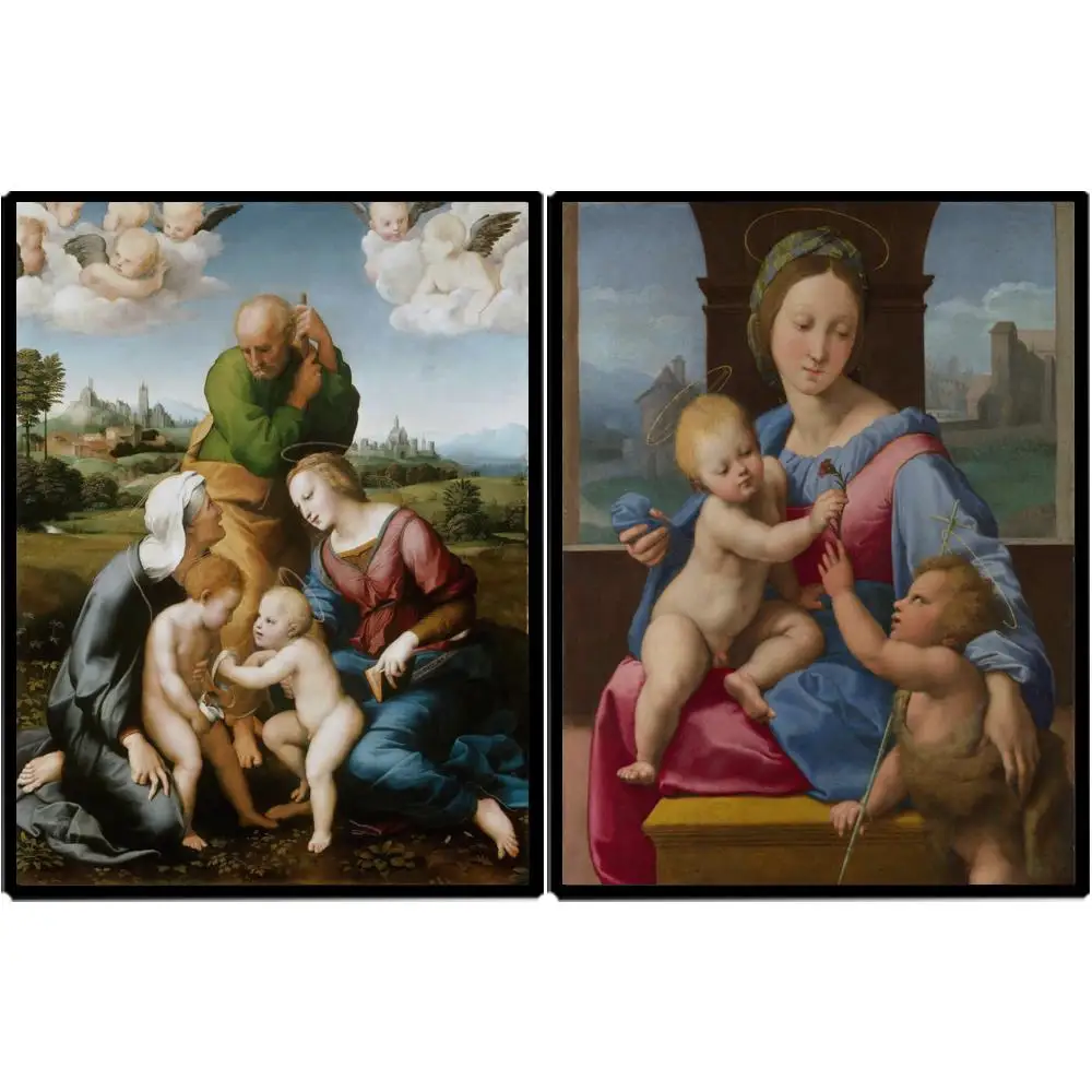 Canvas Print of Raphael Madonna and Child Italian Renaissance Holy Family Painting Religious Art for Living Room Chapel Decor
