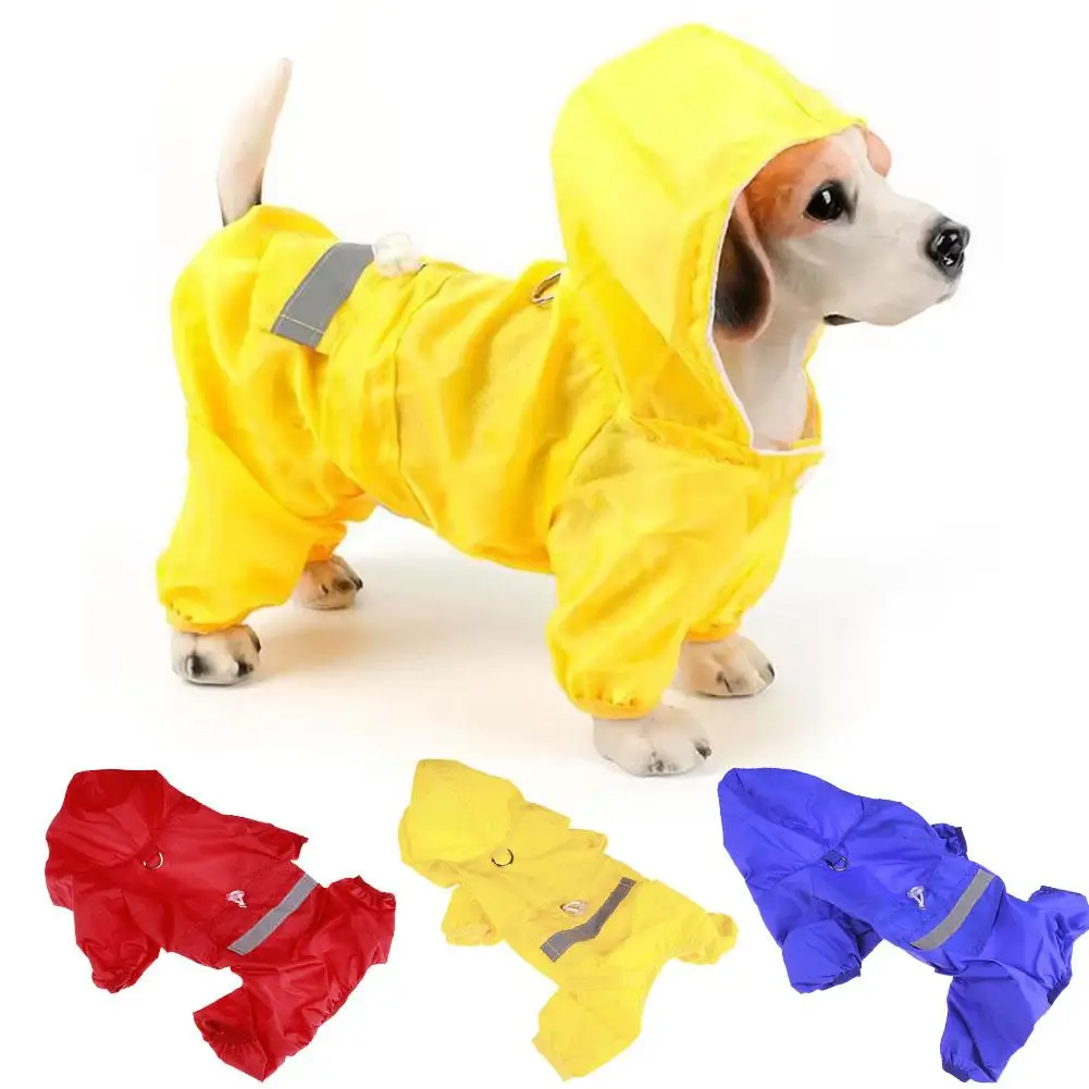 Lässiger Hunde-Regenmantel Welpenkleidung Katzen-Regenjacke Wasserdichte Jacke Outdoor-Regenbekleidung mit Kapuze Haustierbedarf