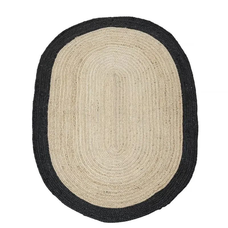 Oval Rug 100% Natural Braided Jute Reversible Rug Modern Living Rustic Look Rug