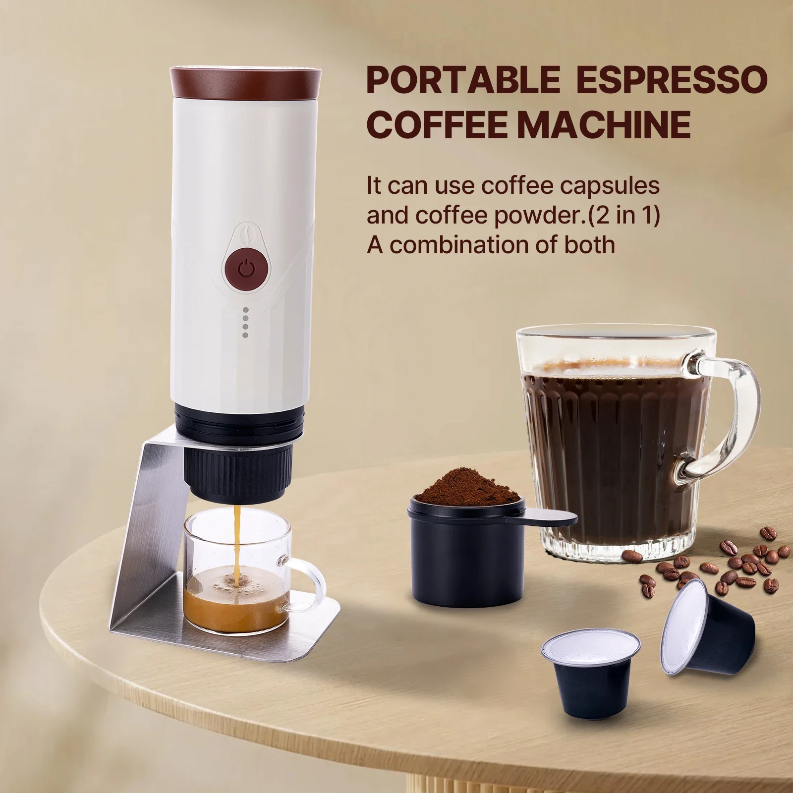 Portable Custom Logo TK03 ESPRESSO Coffee Machine Smart Travel Delicate Mini Coffee Maker Capusle Extration Coffee Maker