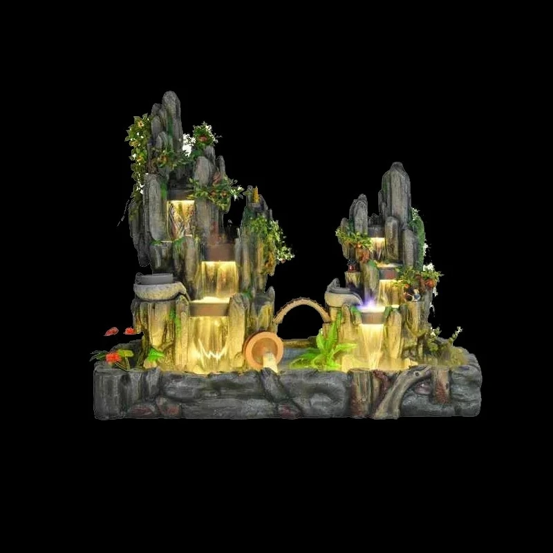 

A48 Chinese-style large-scale courtyard landscape flowing water rockery landing hotel feng shui wheel lucky ornament