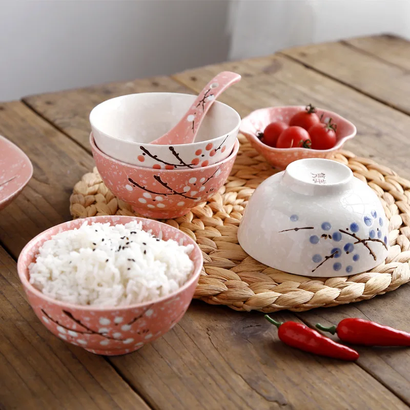 4.5 Inch Japanese Underglaze Millet Rice Bowl Ceramic Noodle Bowl Tableware Hotel Restaurant Household