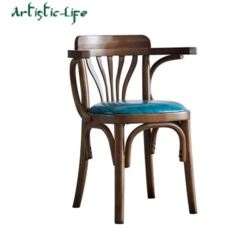 ArtisticLife Nordic Solid Wood Dining Chair Household Makeup Chair Light Luxury Dressing Stool Modern Minimalist Backrest Stool