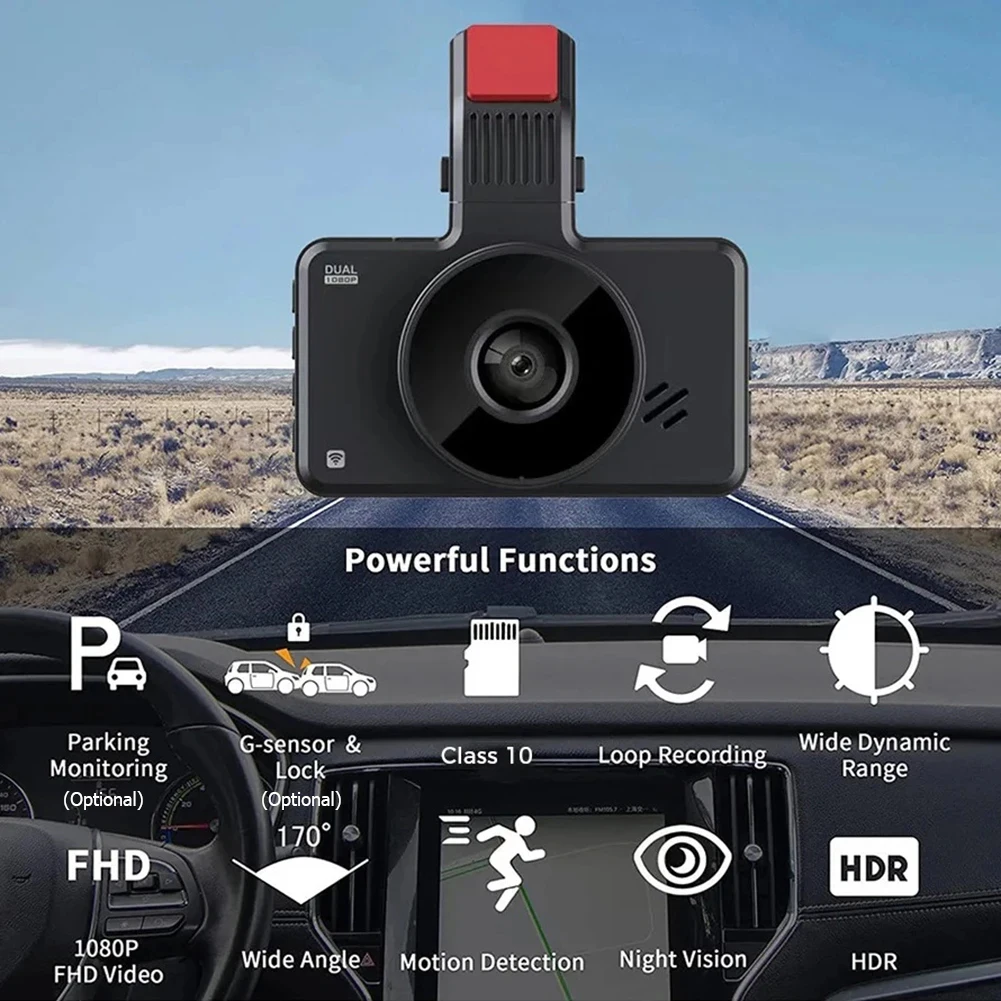 Dash Cam HD 1080P Car Charge WIFI Mobile Connect Front Rear Dual-Camera Wide Angle Loop Recording Reversing Image