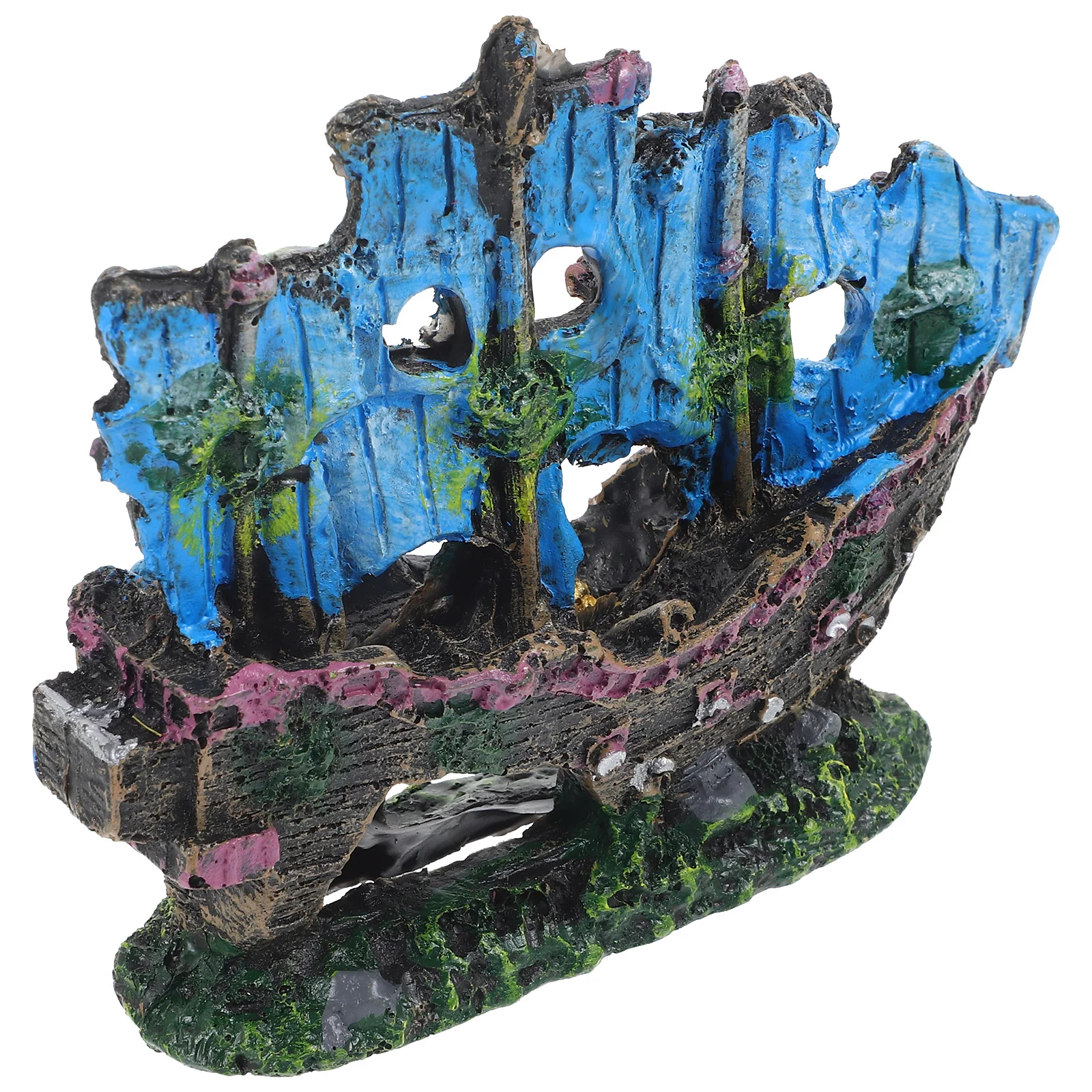 

Sunken Ship Decor Resin Aquarium Wreck Ornament Fish Tank Hiding Place Underwater Landscape Craft Pet Supplies