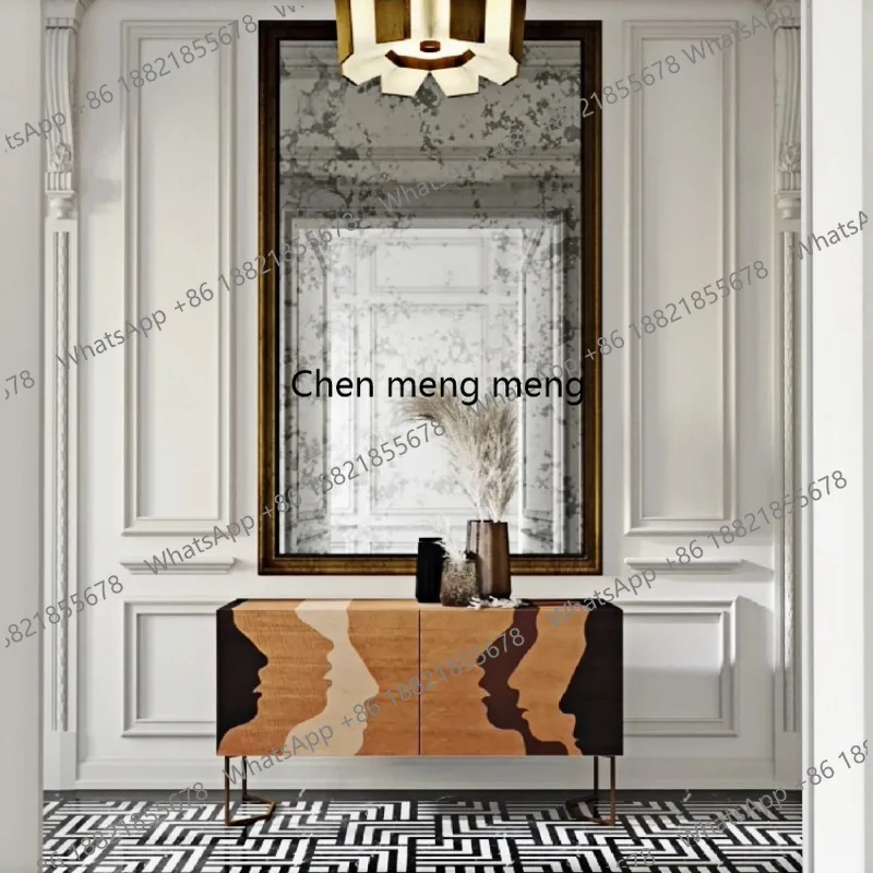 

Modern light luxury solid wood dining side cabinet, living room entrance locker, antique storage cabinet