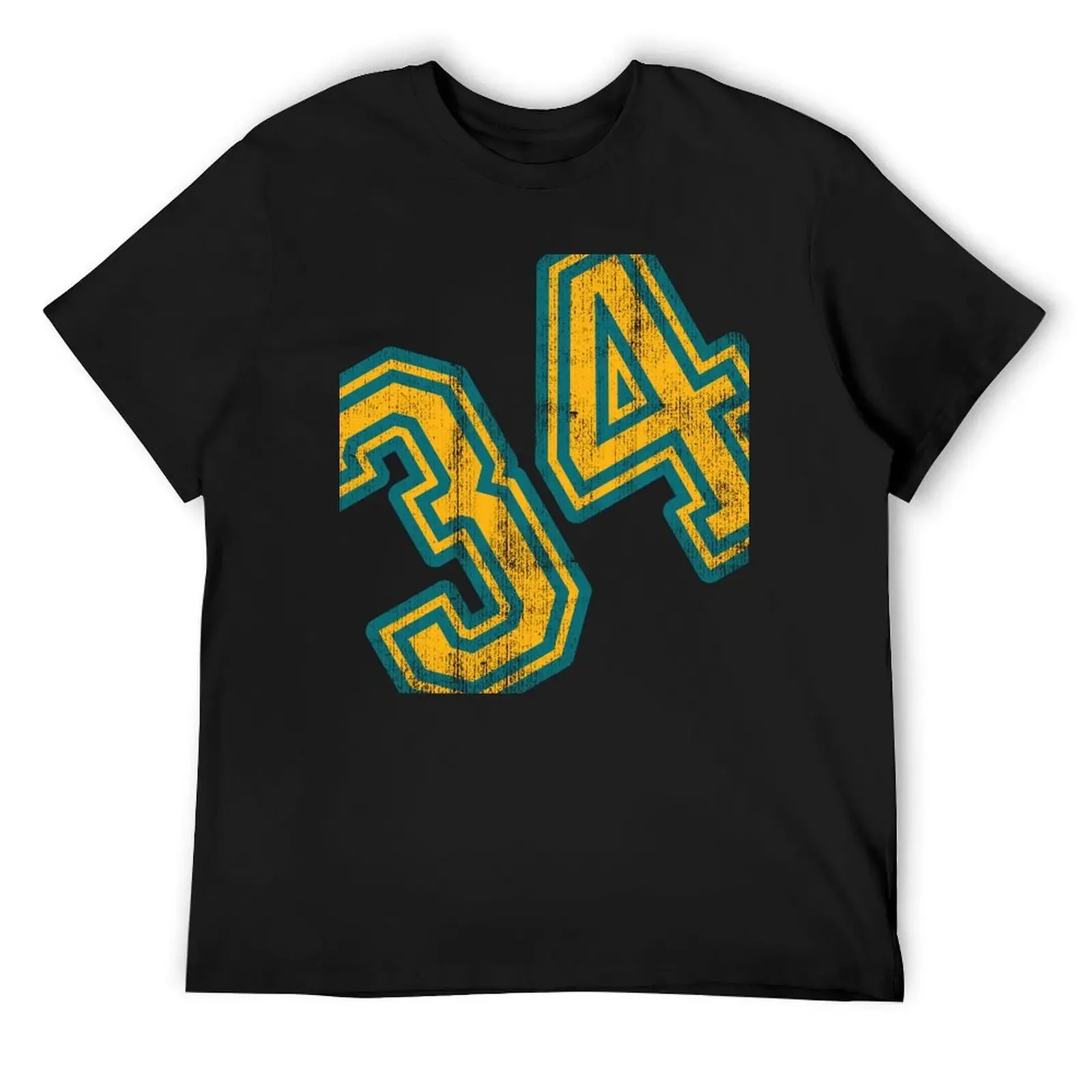 number 34- number thirty four vintage, retro T-Shirt designer shirts Blouse blacks plus sizes outfits for men