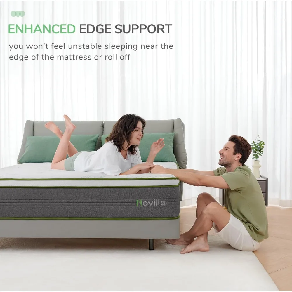 Size Mattress, 10 Inch Hybrid Mattress in a Box with Individually Wrapped Pocket Coils & Memory Foam, Supportive & Pressure