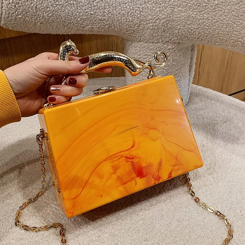 Acrylic Box Handbags for Women 2024 New Color Fashion Evening Square Bag Female Unusual High Quality Luxury Shoulder Bag Woman