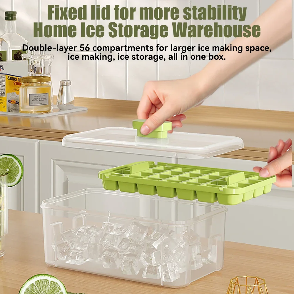 Press Ice Cube Mould Ice CompartmentFood Grade Ice BoxFreezer Ice Cube MakerHomemade Ice Storage Box for Home Use