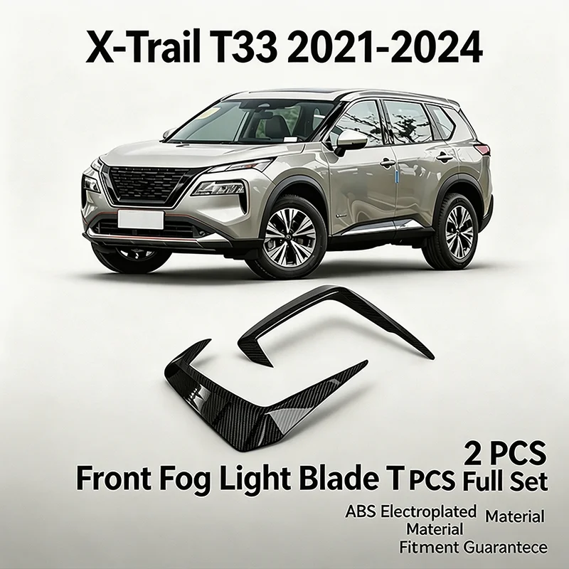 For Nissan Rogue /X-Trail T33 e‑Power 2021 2022 2023 2024 Chrome Front Headlight Blade Trim Cover Anti-Scratch Exterior