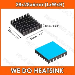 28x28x6mm Black Slotted Anodized Radiators Heatsink for MOS GPU IC Chip With Thermal Adhesive Tape