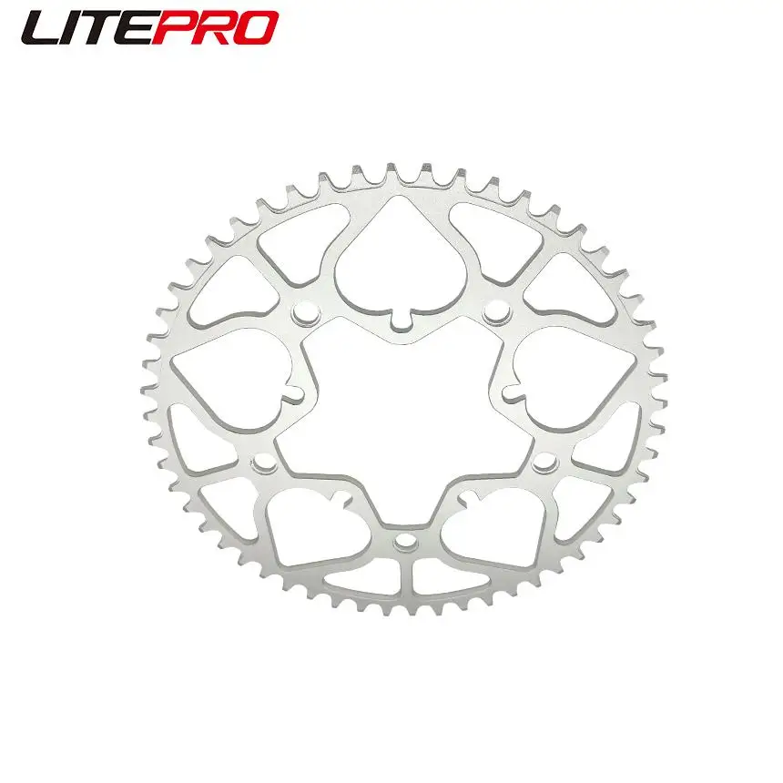 Litepro 52 54T Spade Chainring Folding Bike Aluminum Alloy BCD130MM Silver Sprocket Chainwheel For Brompton Bicycle