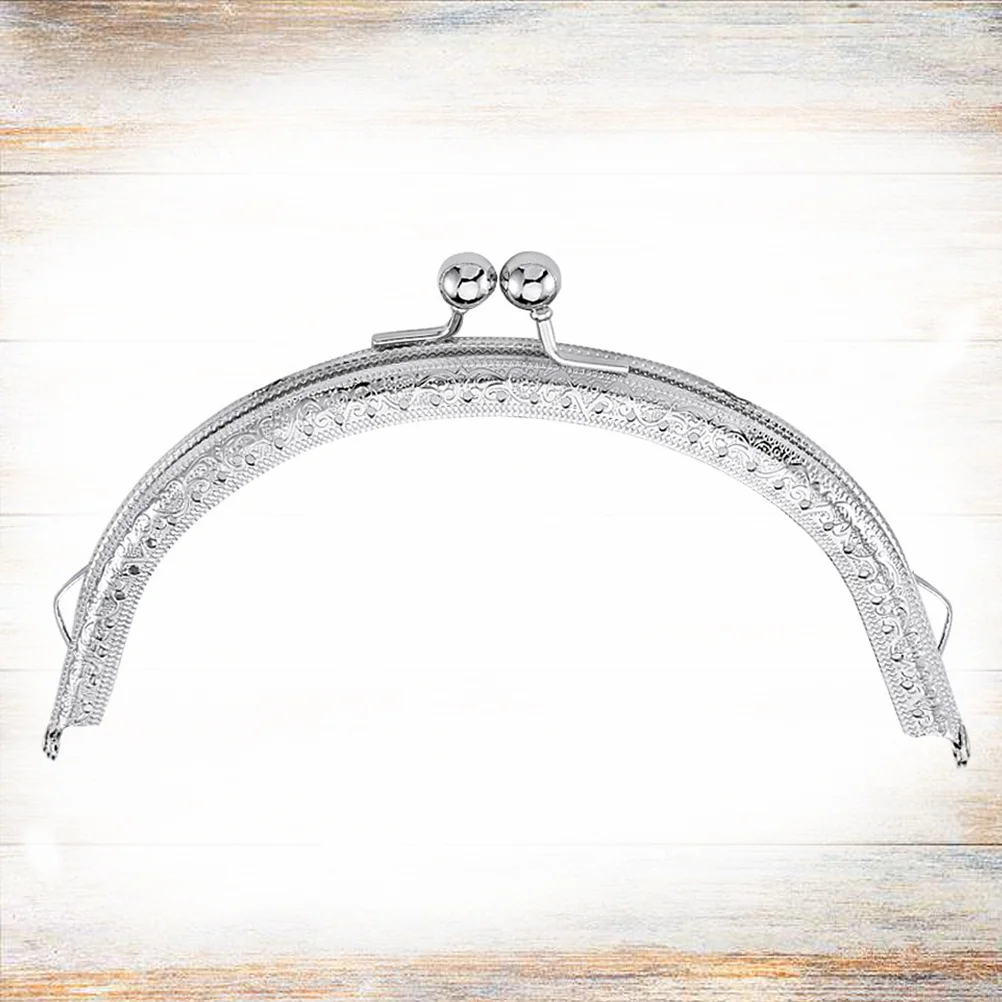 

8.5cm Semicircular Arch Metal Purse Frame for DIY Handbag Craft Coin Purse Accessories with Smooth Beads Flower Engraving Clutch