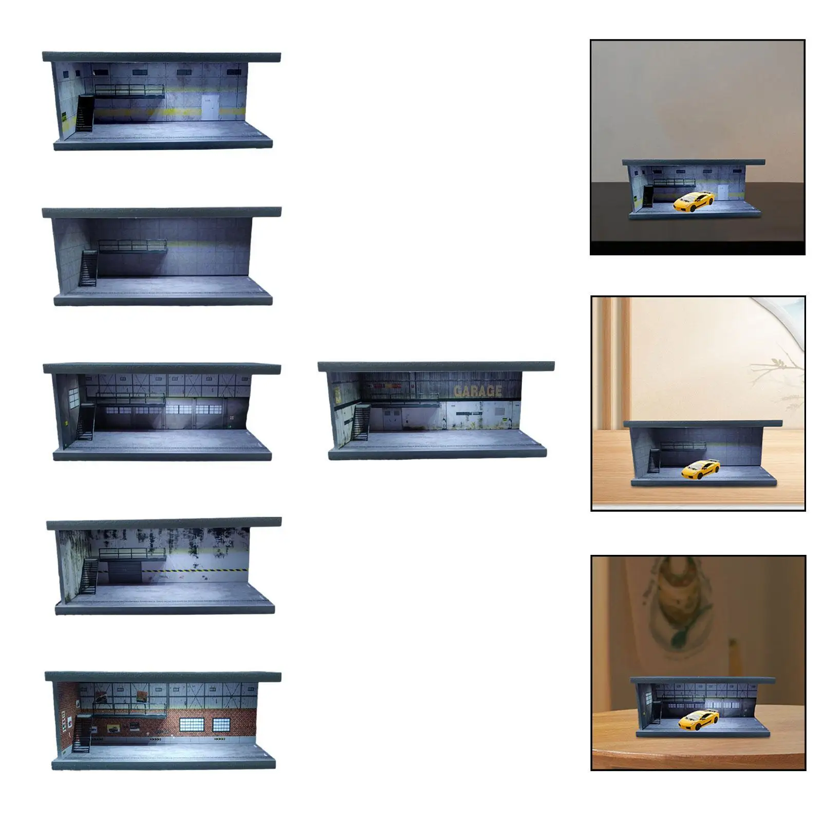 

1/64 Scale Car Model Display Case with Lights Decorative Diecast Car Garage