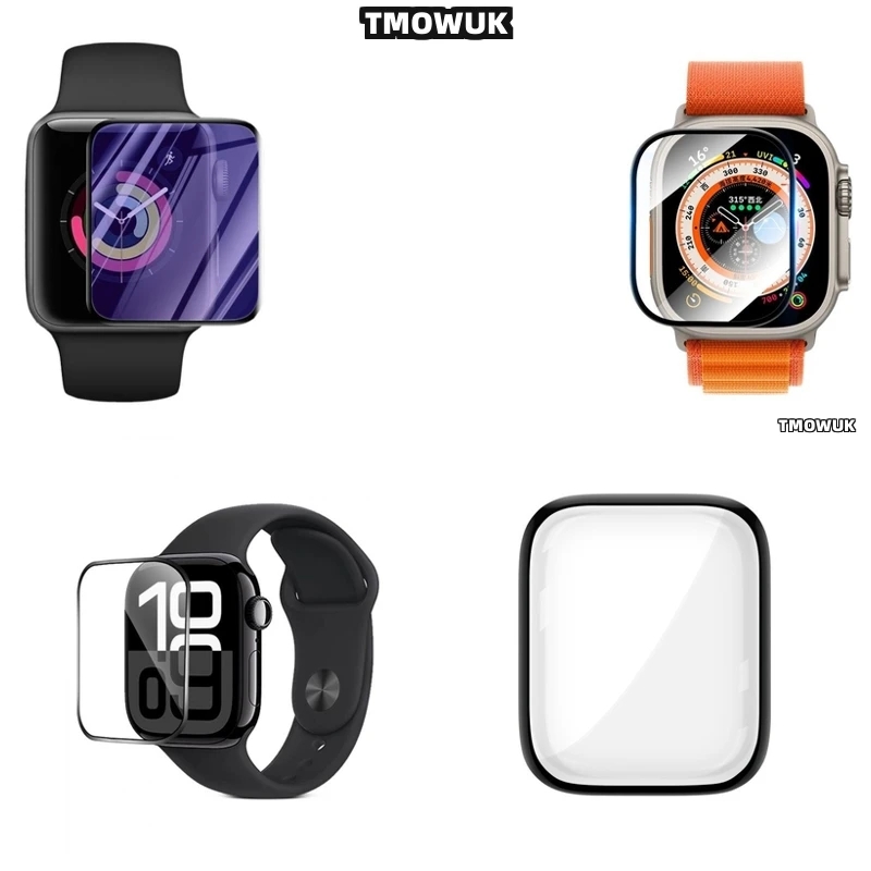 

For Apple Watch 1 2 3 4 5 6 7 8 9 10 SE 38 41 45 44 42 49 MM Full Edge Protection Layer Flexible Cover Bubble-Free
