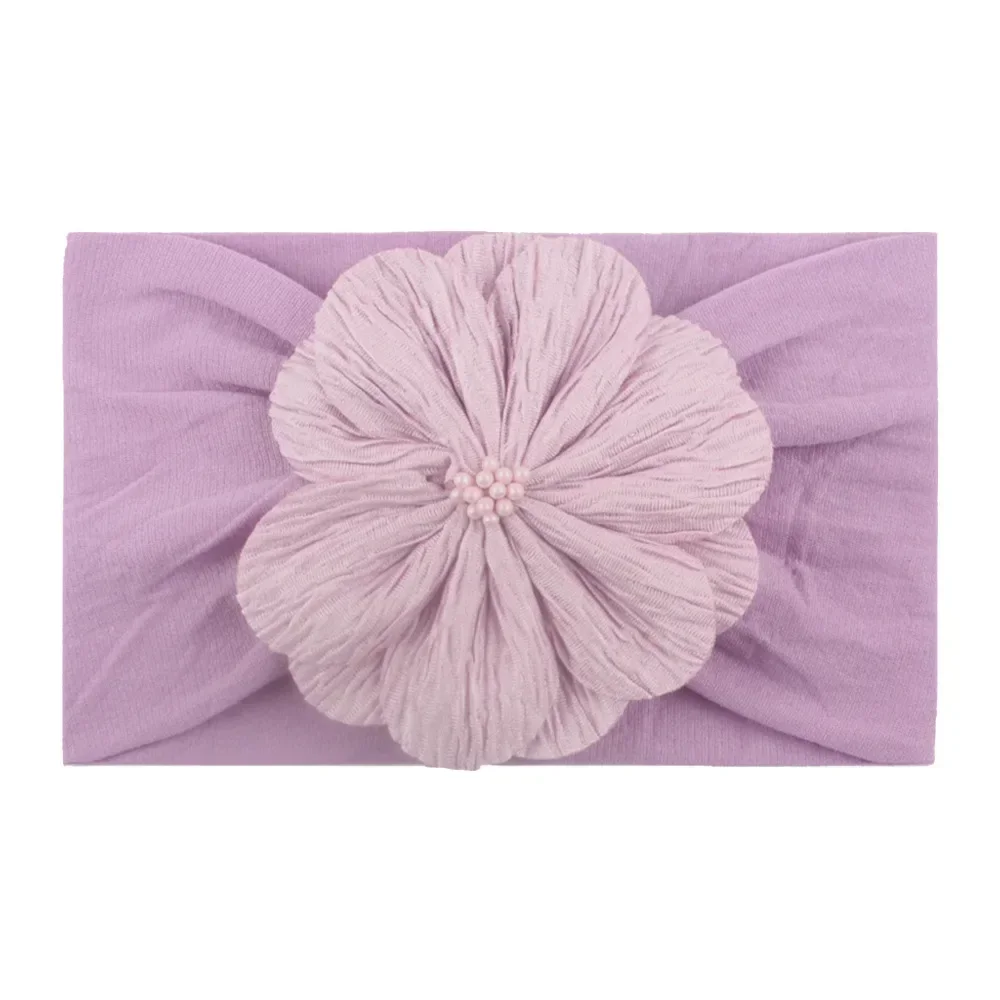 1 Uds. Diadema de nailon con estambre de flores para niñas, turbante elástico hecho a mano para recién nacidos, accesorios para el cabello