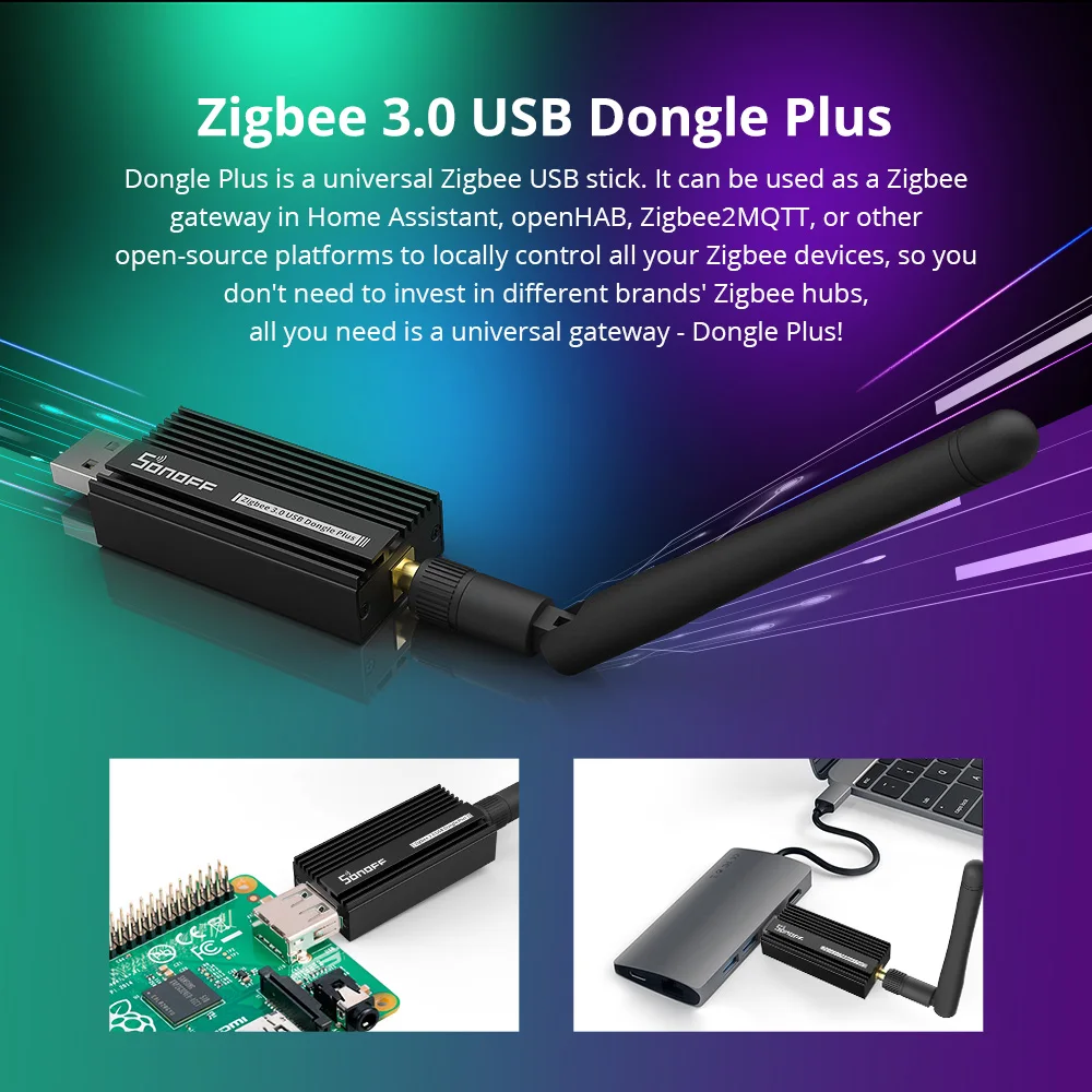 Zigbee 3.0 SONOFF Smart Switch Zigbee Dongle-E Dongle Plus Wireless Zigbee Gateway Analyzer Zigbee USB Interface with Antenna - view 2