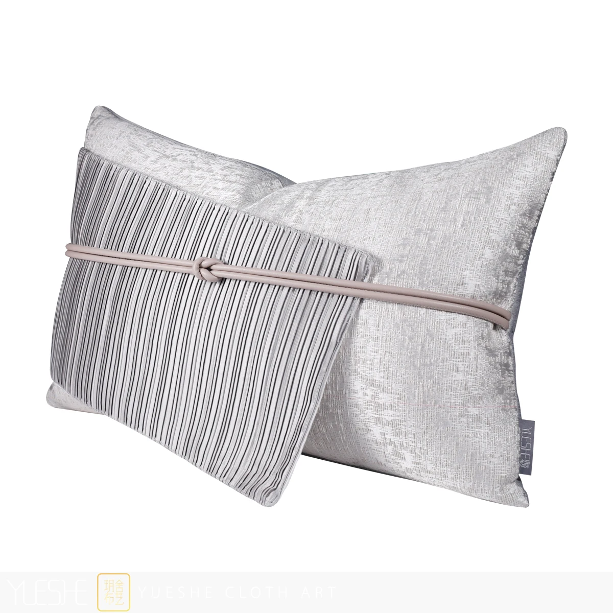 Modern minimalist gray patchwork waist pillow, light luxury living room sofa sample room, bedroom pillow, bedside pillow