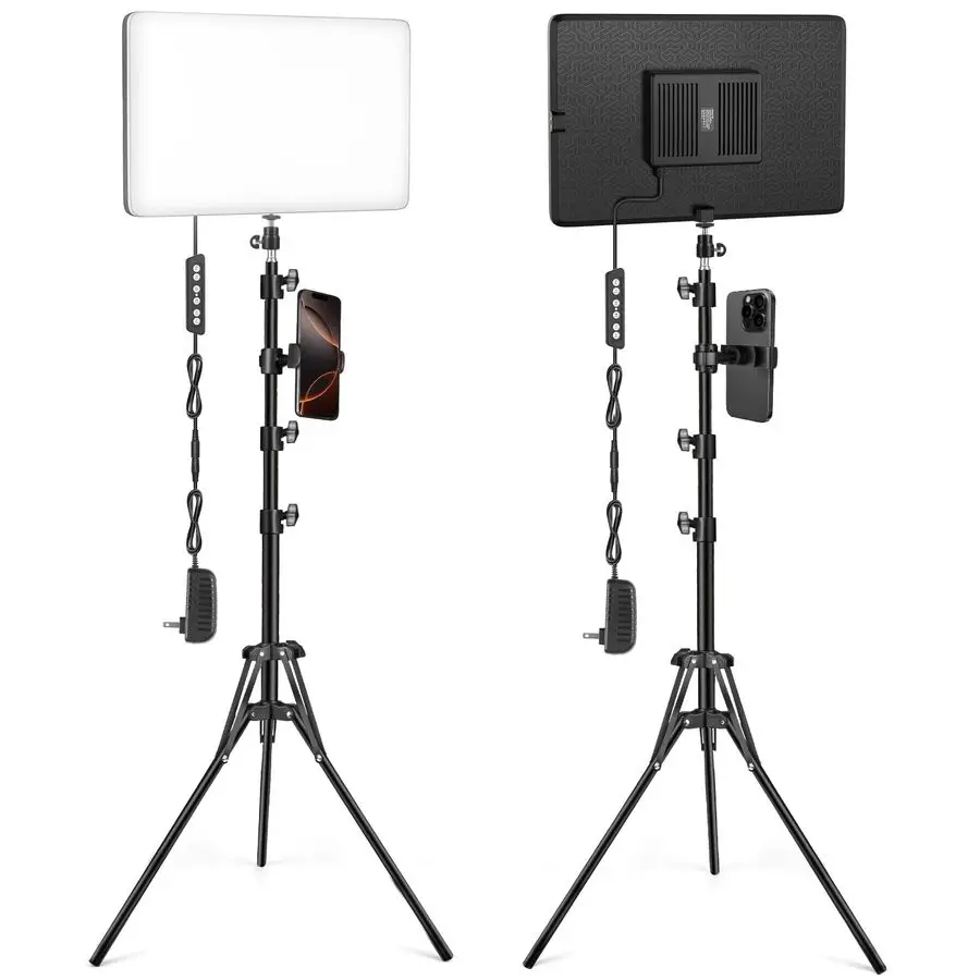 LED Video Light Kit with 63 Tripod Stand, 2500K8500K Dimmable Studio Light Photography Panel Lighting for Video Recording Game L