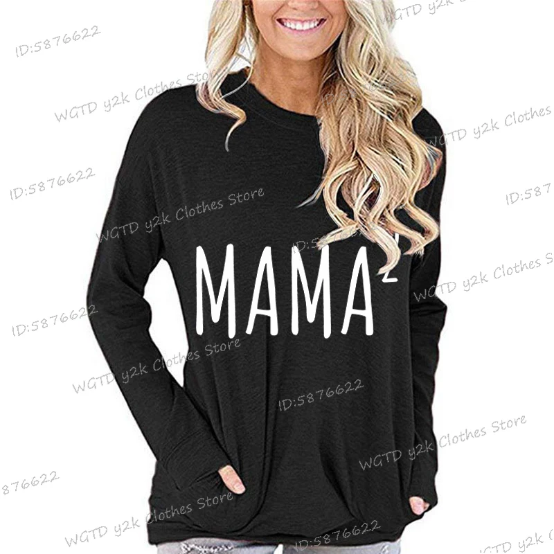 Mom of Two Graphic T Shirts Mother's Day Gifts Fall Long Sleeve Top Pregnancy Announcement Shirt Mama 2 Family Matching T-shirt