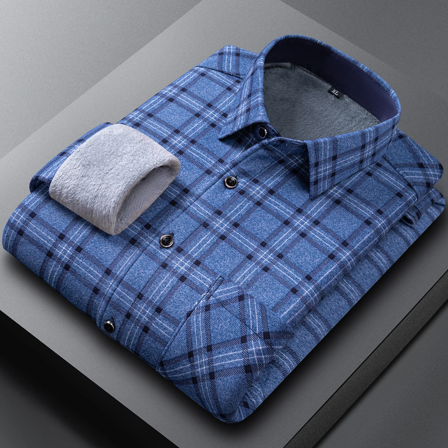 Winter new style warm-up shirt in 6XL size for men, thickly padded and extra thick, men's long-sleeved checked shirt