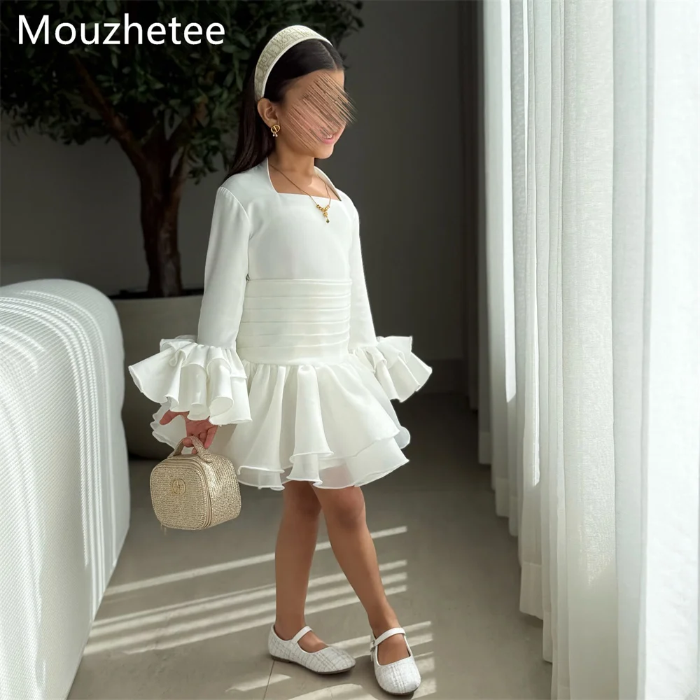 

Mouzhetee A-Line Pleat Simple Knee Length Flowers Girl Dresses Girls Birthday Dresses Flowers Girls Prom Gowns Customized 2026