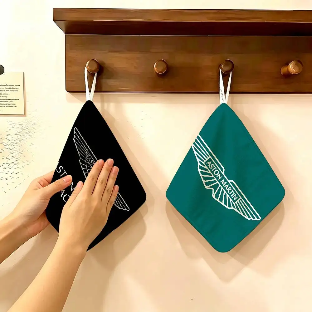 Auto Logos A-Aston M-Martin Polyester Cotton Daily Towel, Hanging Kitchen Hand Wiping Cloth, Durable for Whole House Use