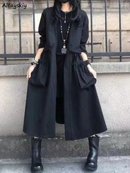 Long Trench Women Vintage Baggy Streetwear Autumn Cool Korean Style Coats Mujer Temper All-match Daily 2023 Feminino Minority