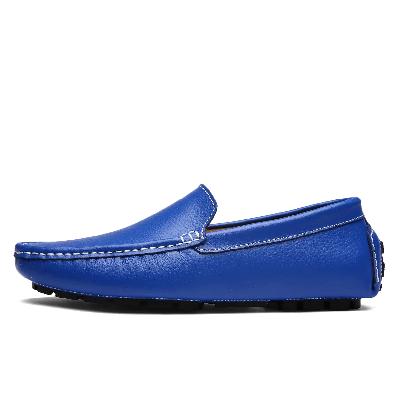 Genuine Leather Men loafers Moccasins Blue Men Driving Shoes Big Size 38-47 Designer Italian Loafers Shoes Wedding Casual Shoes