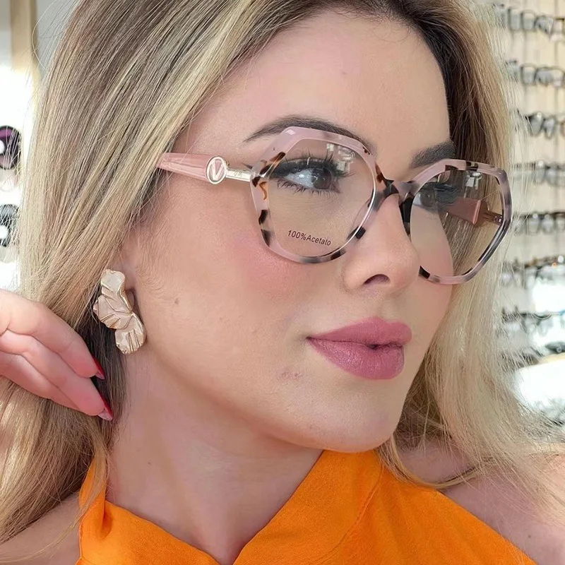 Mode Übergroße Quadratische Brillen Retro frauen Anti-blau Licht Blockieren Metall Rahmen Gläser Anti Strahlung Trend Optische