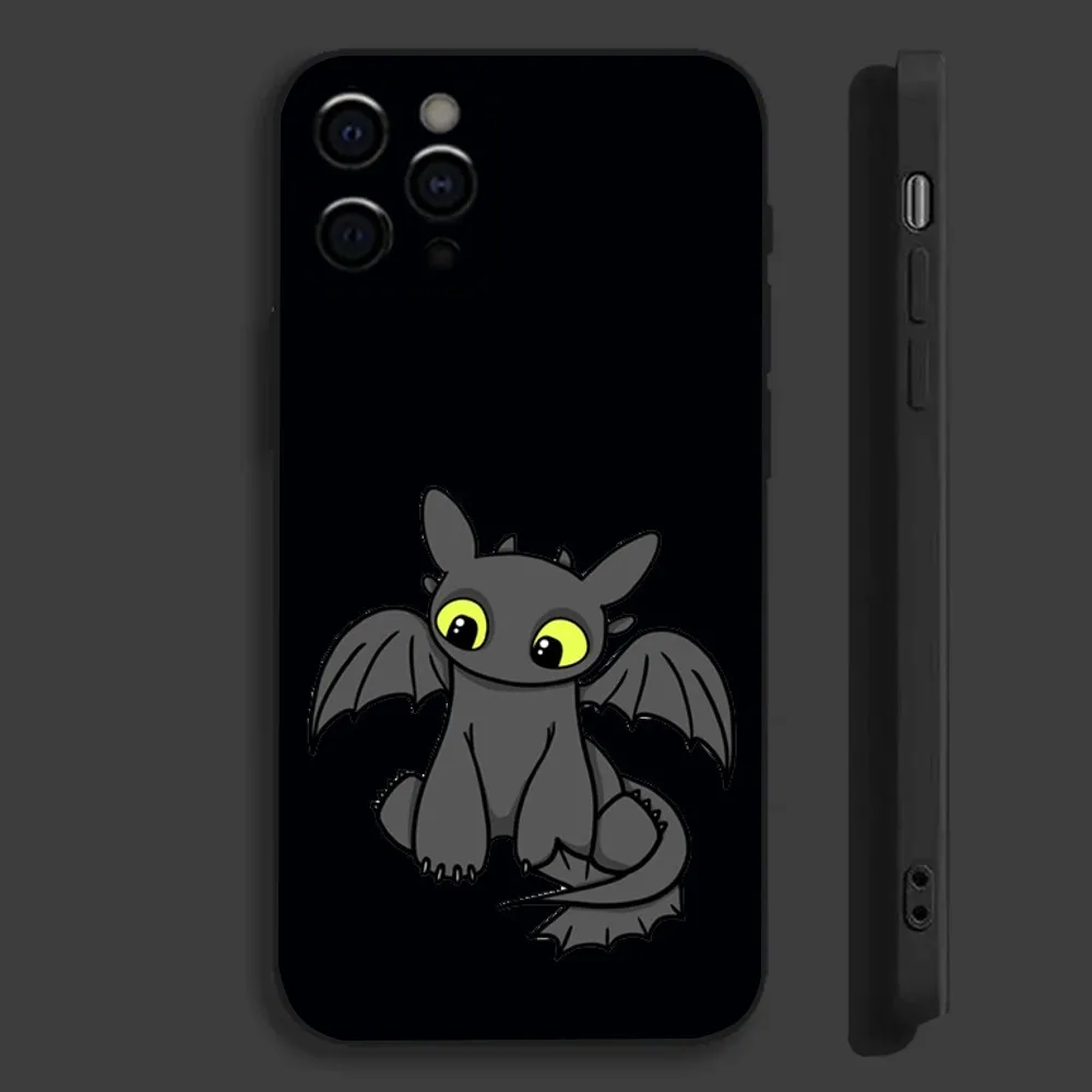 Cartoon T-Toothless Phone Case For Apple iPhone 15,14,13,12,11,Pro,X,XS,Max,XR,Plus,Mini Soft Black Cover