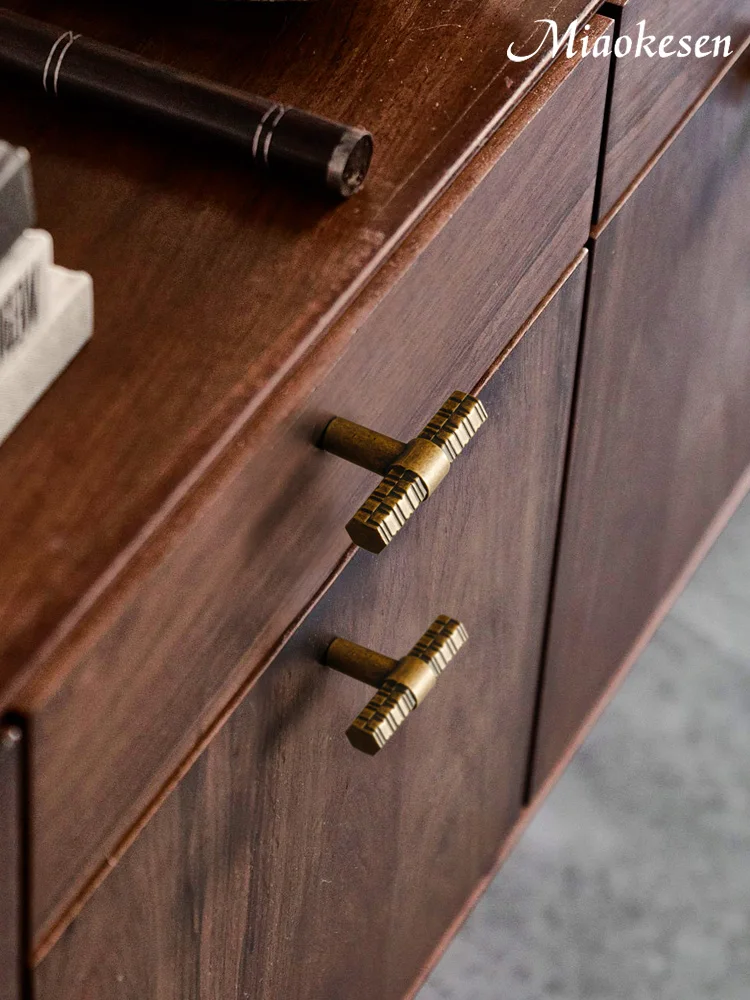 Antique Brass Cabinet Pull Vintage Cabinet Bar Pulls Retro Brass Drawer Handles Knurled Cabinet Pull Classic Cabinet Hardware