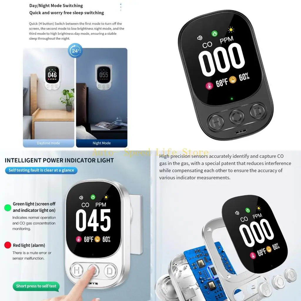 

02DA Wall Mounted CO Alarm System with Immediate Temperature Humidity Display Small