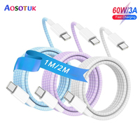 60W PD USB C Fast Charging Cable for iPhone 15 16 Pro Max 15 16 Plus Samsung Moto OPPO Xiaomi Redmi Dual Type C Braided Cable 2m