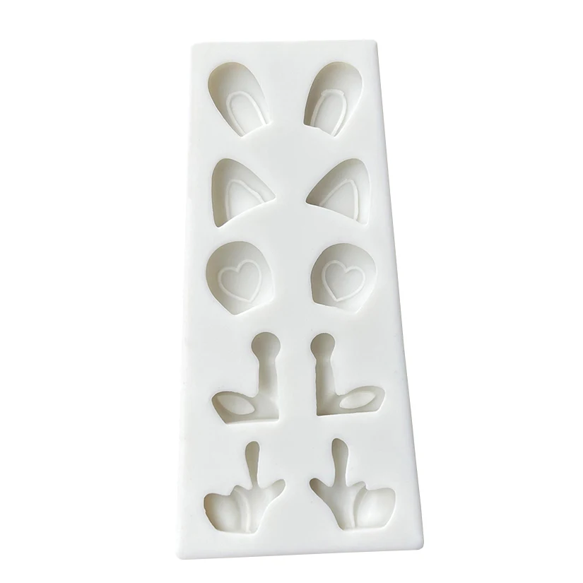 Cartoon Bunny Cat Bear Deer Ears Silicone Sugarcraft Mold Resin Tools Cupcake Baking Mould Fondant Cake Decorating Tools