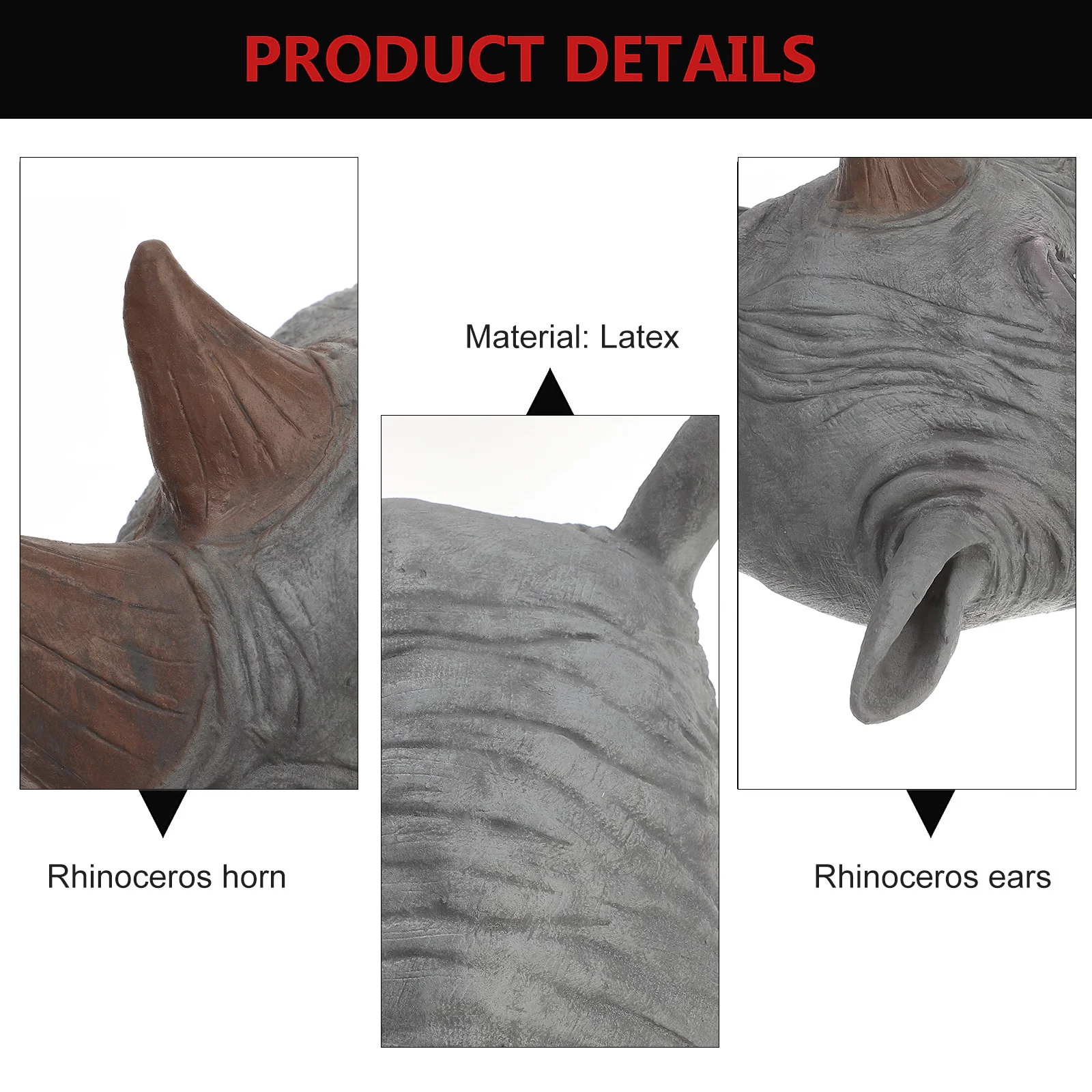 

Halloween Horrifying Rhino Headwear Latex Cosplay Mask Durable Environmental Lifelike Party Performance Photo Props Accessories